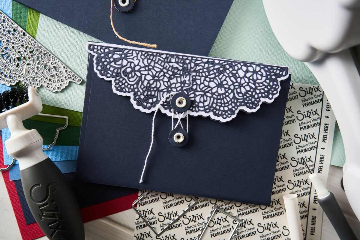 Cecilsページ Sizzix Thinlits Die Set 10PK - Laced Folio by 49 and Market