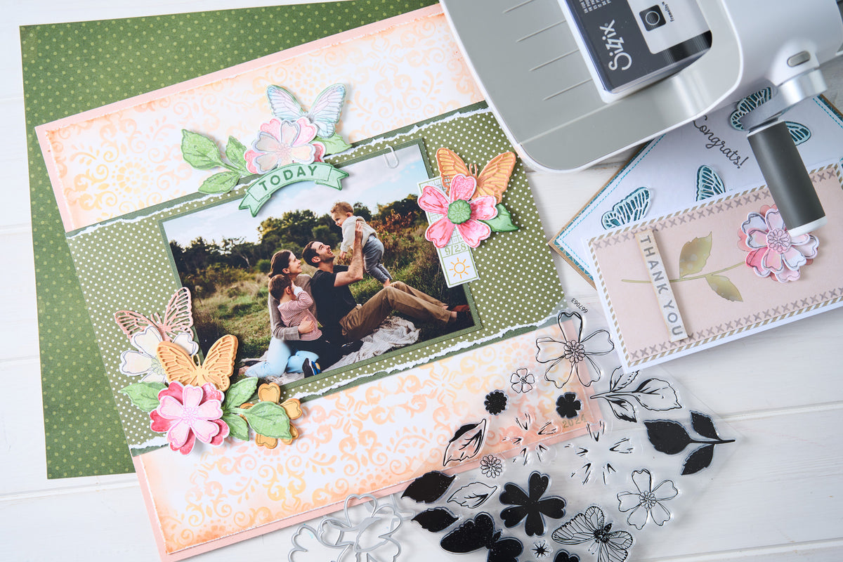 Sizzix Clear Stamps Set 19PK w/9PK Framelits Dies - Sweet Sprigs