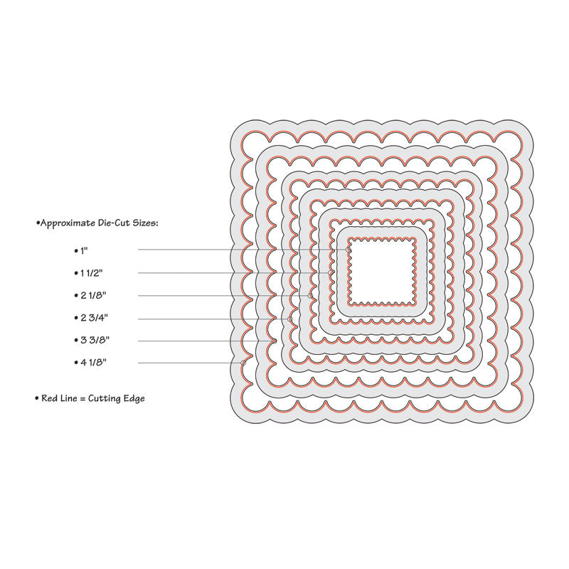 Sizzix Framelits Die Set 6PK - Squares, Scallop – Sizzix.com
