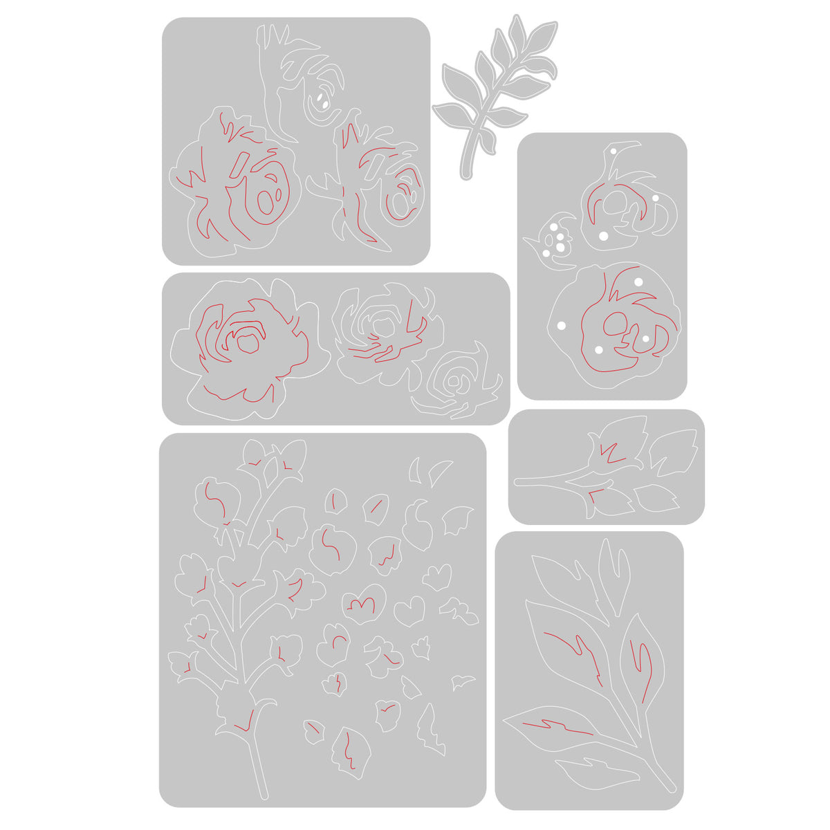 Matrices Compatibles Big Shot Sizzix Thinlits Die 665083 Couches Florales #2 Par Jen Long Lot De 7 Pochoir Fleurs Créatif