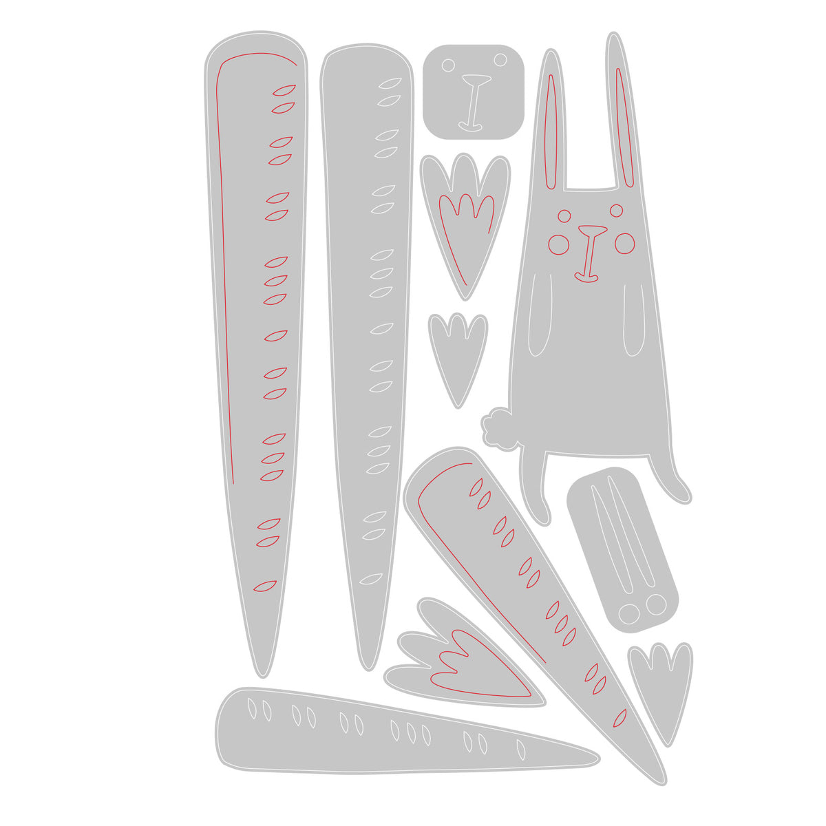 【冬バーゲン★】 Sizzix Holtz Tim by Bunny Carrot - 11PK Set Die Thinlits スクラップブッキング
