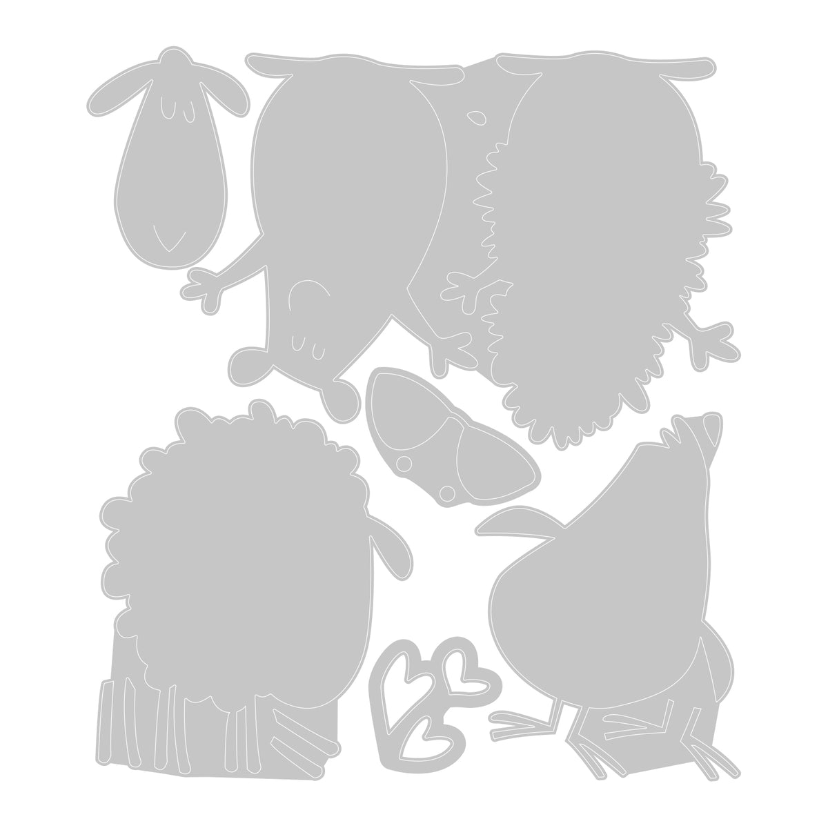 【ひつじ】3冊セット Sizzix Thinlits Die Set 6PK w/3PK - Stamps Crazy Creatures #1