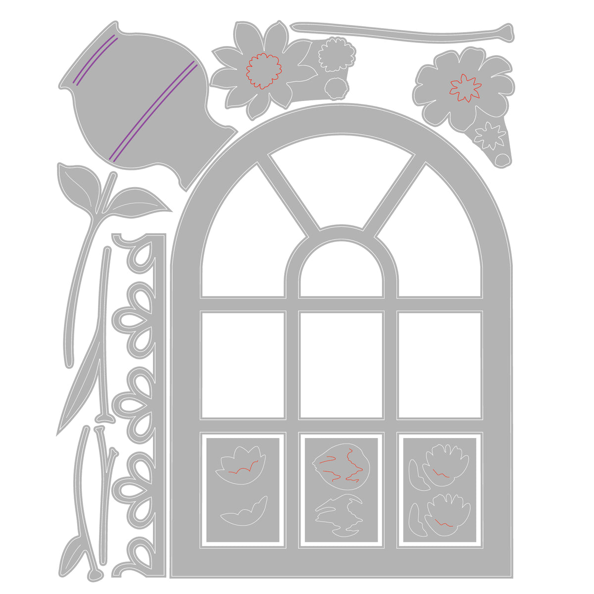 花しす Sizzix Thinlits 13PK Die Set - Windowsill Flowers and Vase by