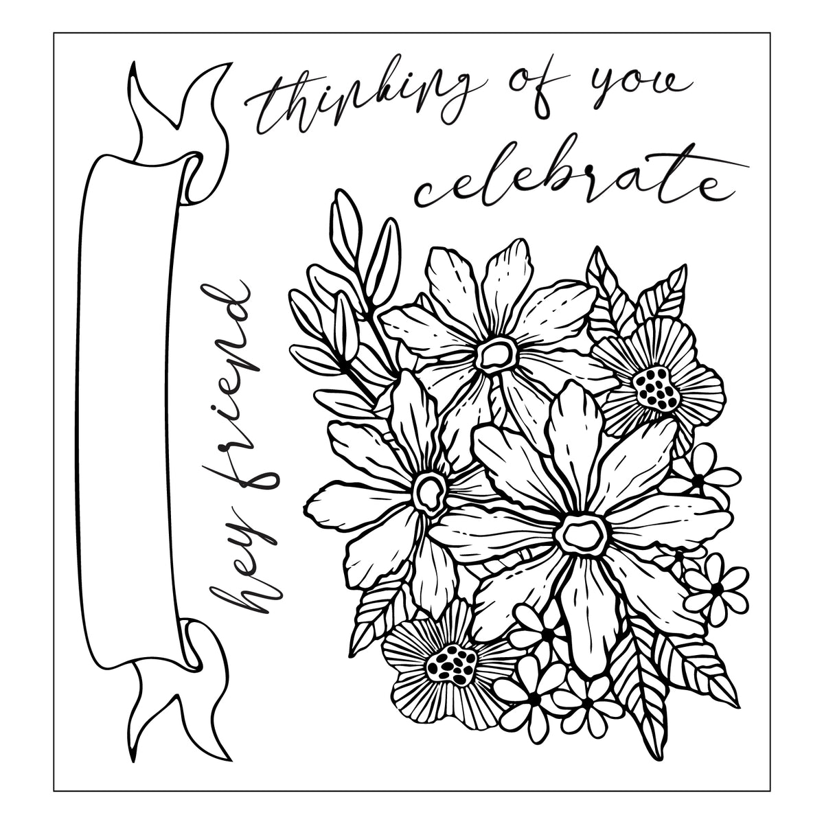 Sizzix Clear Stamps Set 5PK w/2PK - Framelits Floral Bouquet by