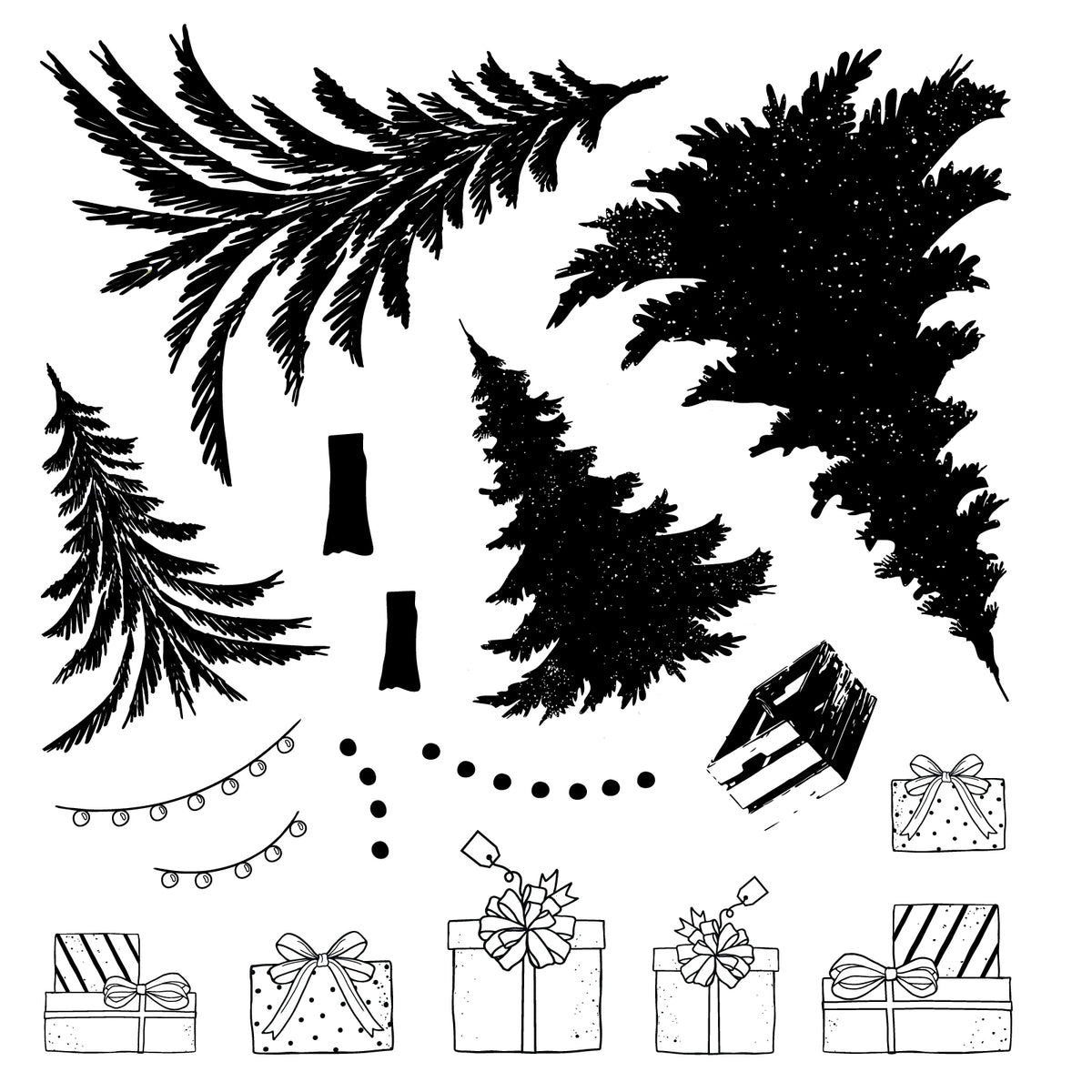 SizzixClear Stamps Set 17PK w/15PK Framelits - Trees and Trinkets