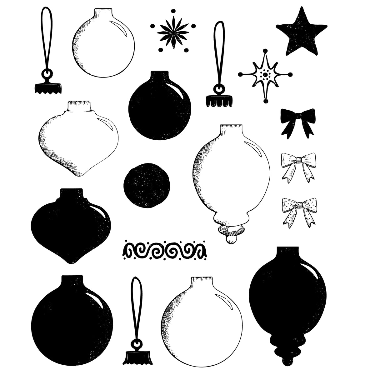 Sizzix Clear Stamps Set 19PK w/11PK Framelits - Baubles by 49 and