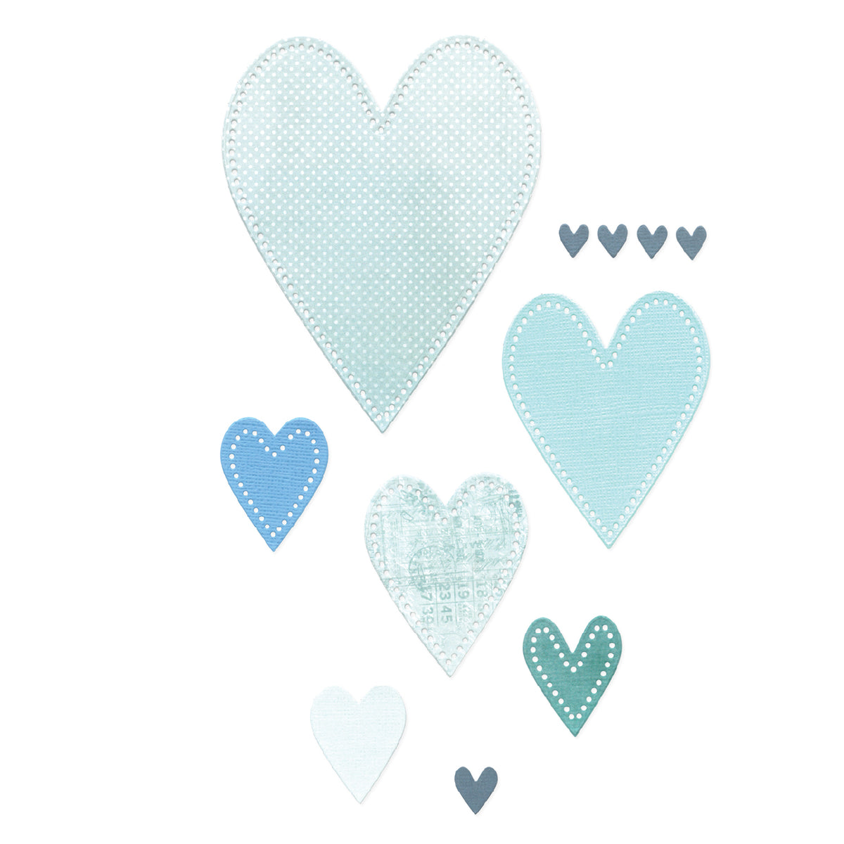 アルバム・スクラップ Sizzix Framelits Plus Dies Banners #2 RGB_666813_Stitched_Hearts_120