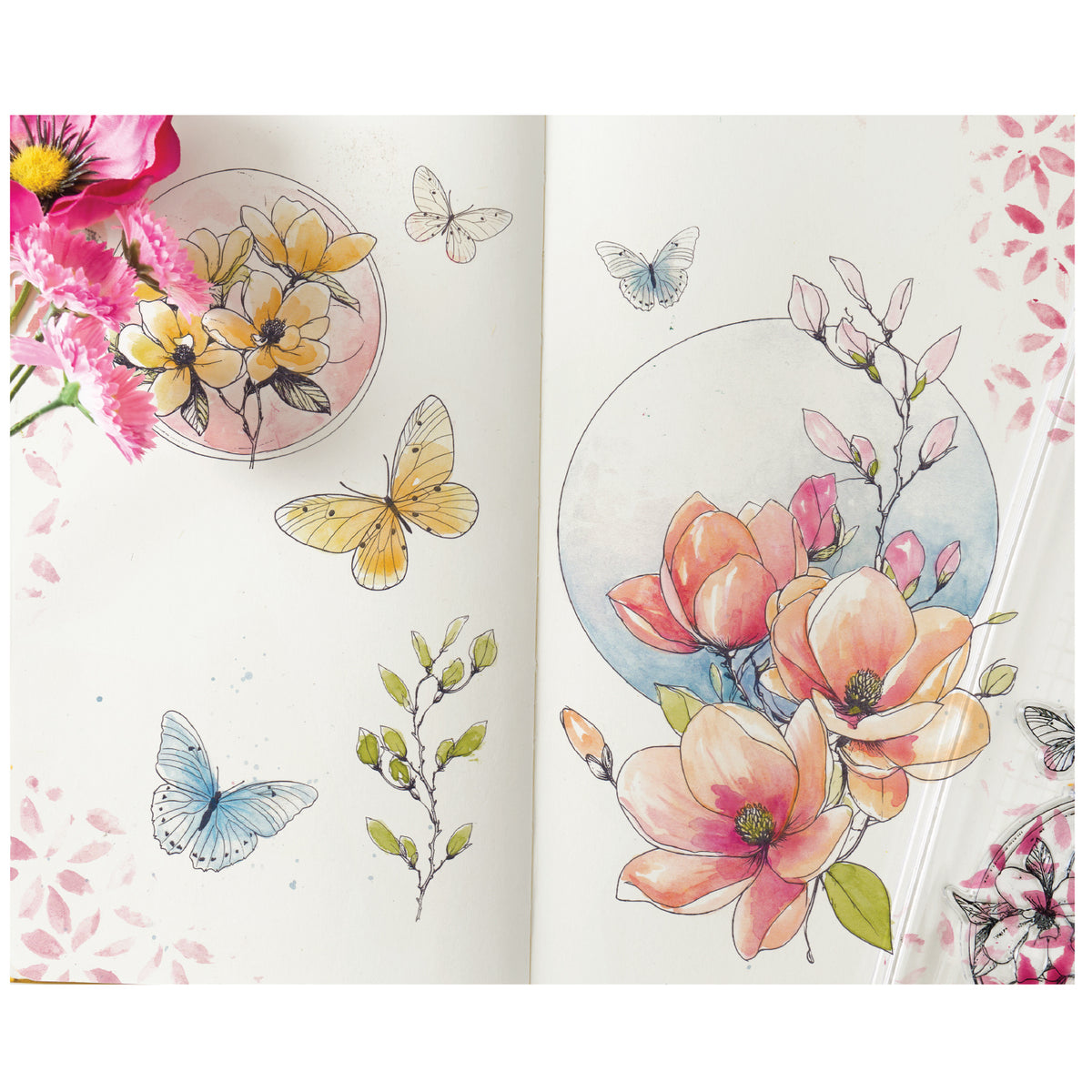 Sizzix Studio Clear Stamp Set 7PK - Magnolia by Willow Wolfe