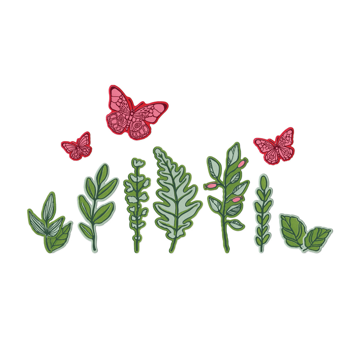 Sizzix Clear Stamps Set 12PK w/26PK Framelits Die - Greenery
