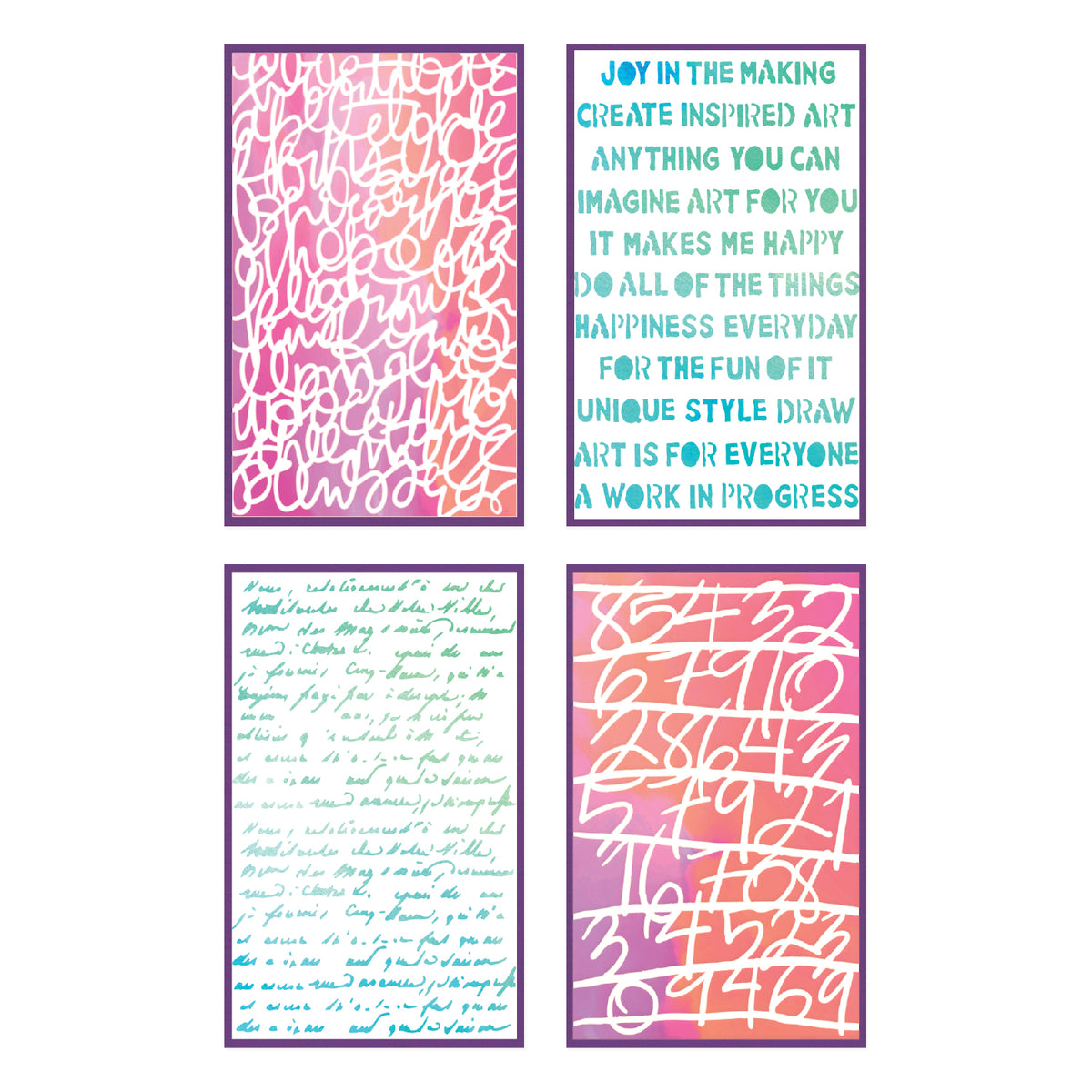 Sizzix A5 Stencil 4PK - Words and Numbers by Vicki Boutin – Sizzix.com