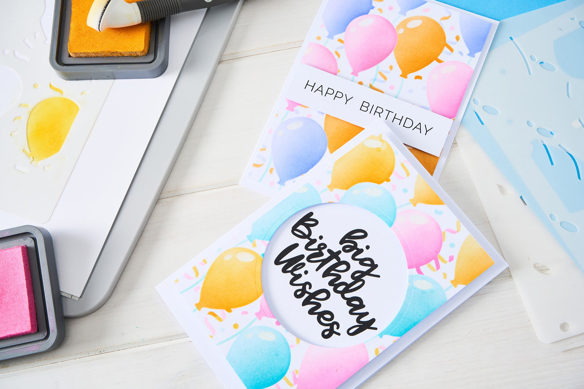 Sizzix A6 Stencil 4PK - Birthday Balloons by Stacey Park – Sizzix.com