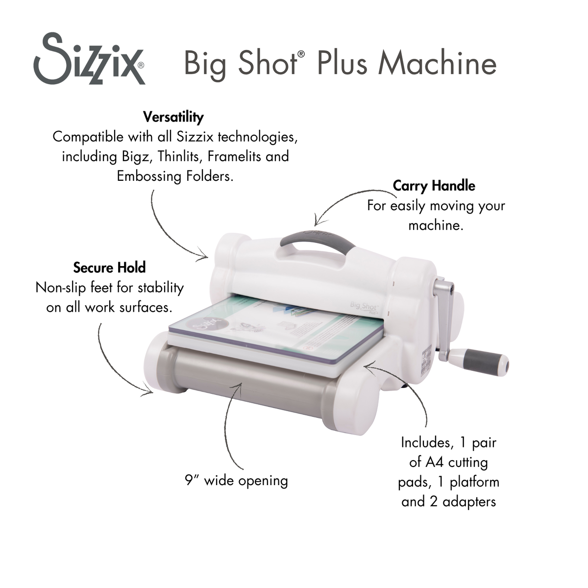 シジックス　ビッグショット　プラス Sizzix Big Shot Machine Only (White & Gray) w/Standard