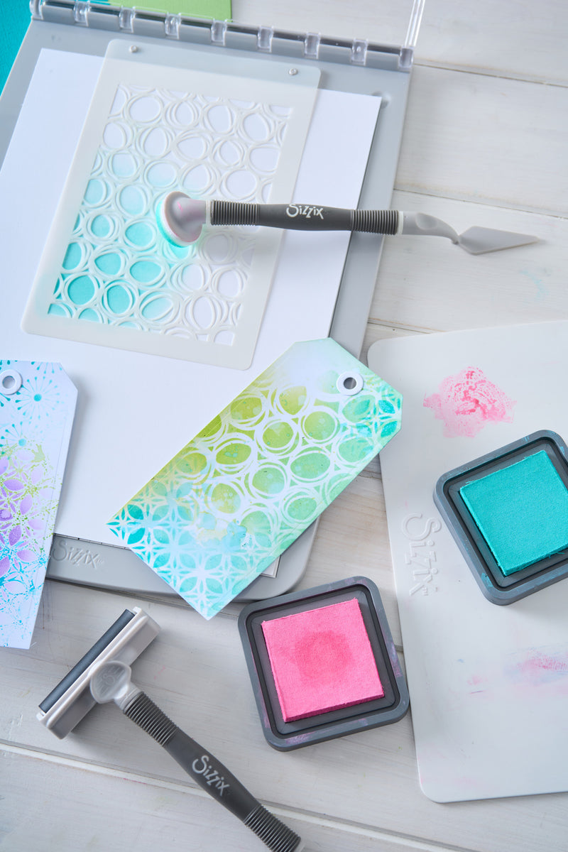 Sizzix A6 Stencil 4PK - Buildables Backgrounds #1 by Vicki Boutin