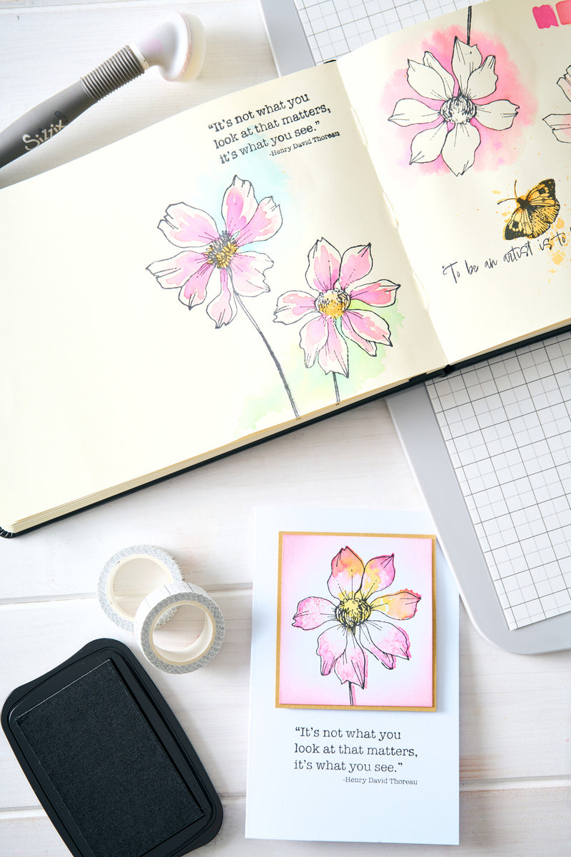 Sizzix Studio 5x8 Clear Stamp Set 11PK - Wild Blooms by Willow