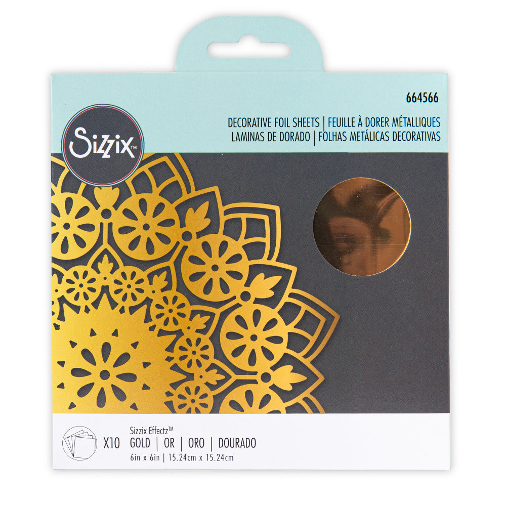 Sizzix Effectz Decorative Foil Sheets, Gold, 10PK