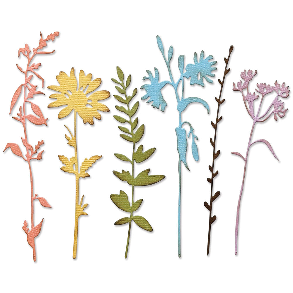Sizzix 665363 Fustella Thinlits Folk Flowers By Tim Holtz: Set Motivi Floreali Per Big Shot, 14x10,8 Cm
