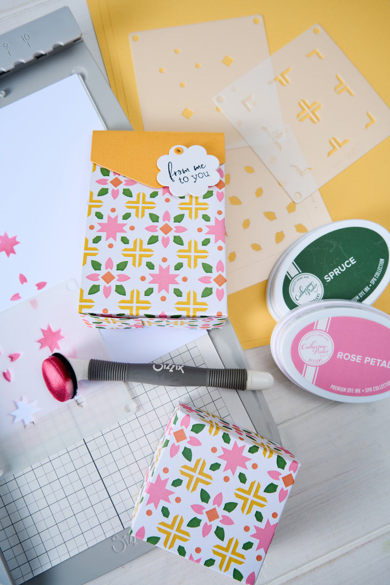 Sizzix Mini Layered Stencils 4PK - Print & Pattern Patchwork Tile by C ...