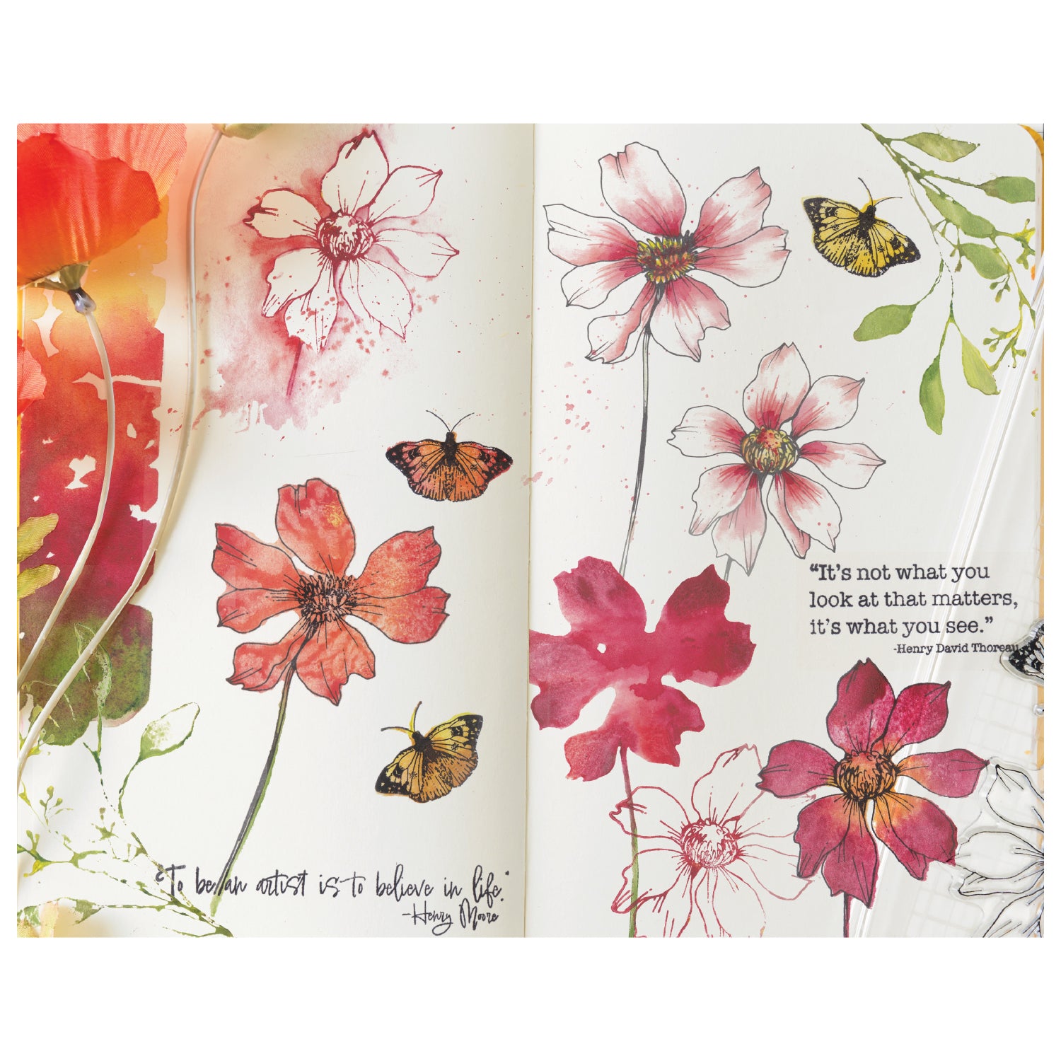 Sizzix Studio 5x8 Clear Stamp Set 11PK - Wild Blooms by Willow