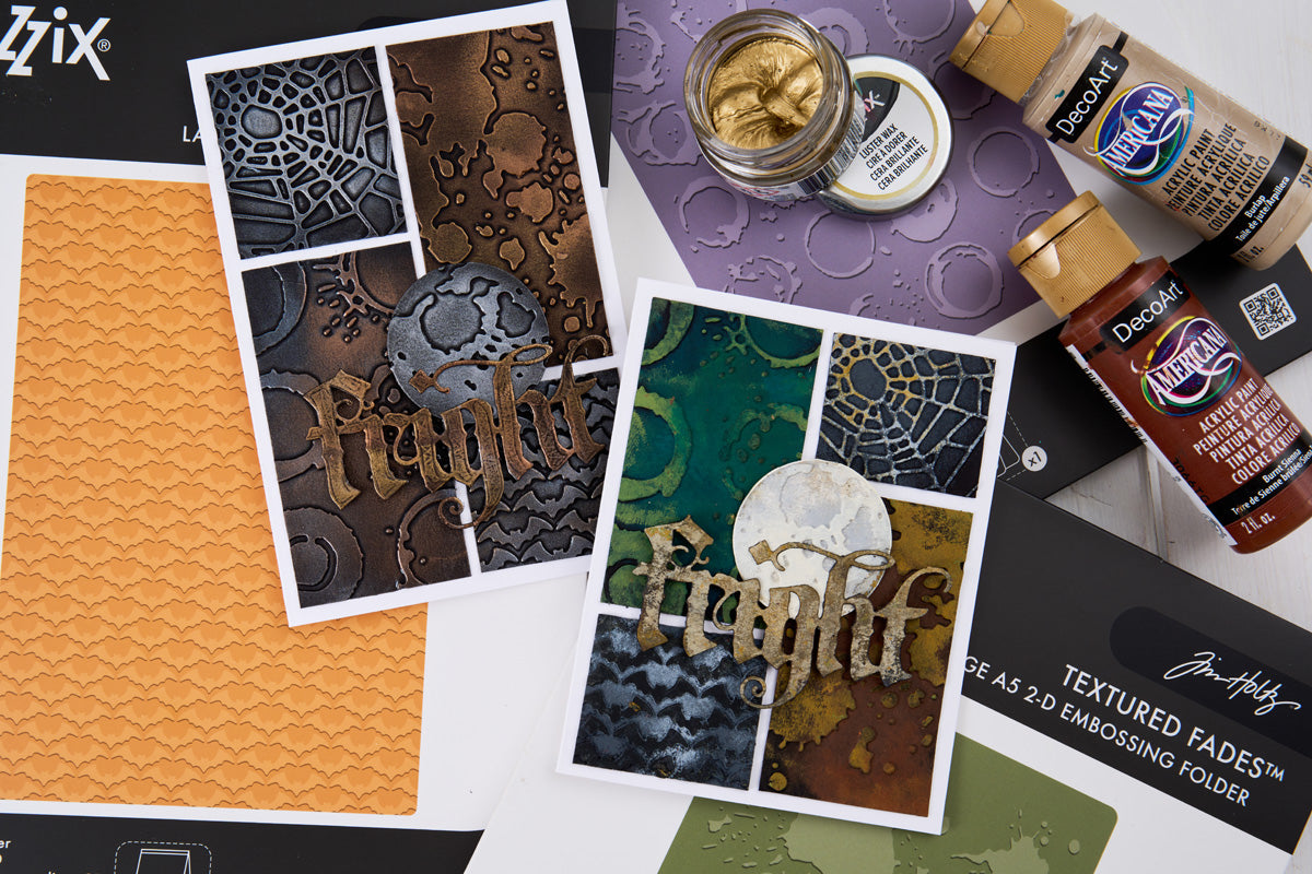 Sizzix 2D Texture Fades A5 Embossing Folder - Vault Cobweb by Tim